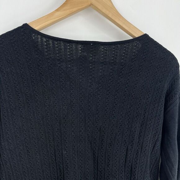 Moth Anthropologie Sweater Size Small Womens Black Ruched Sleeve Asymmetric Knit - Picture 8 of 10